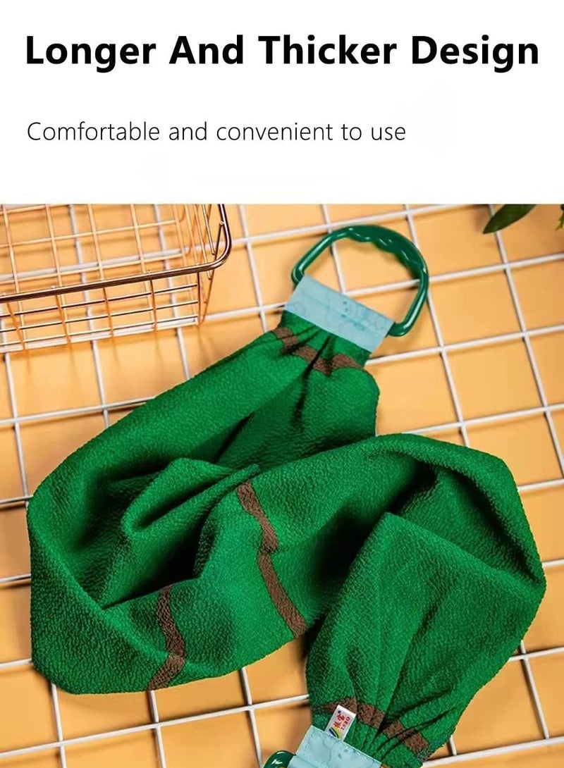 Body Back Scrubber Towel for Shower Bath Wash Scrub Cloth Washcloth Washer Men Women Exfoliation Scrubbing Brush Exfoliator 500D (Green) - Image 3
