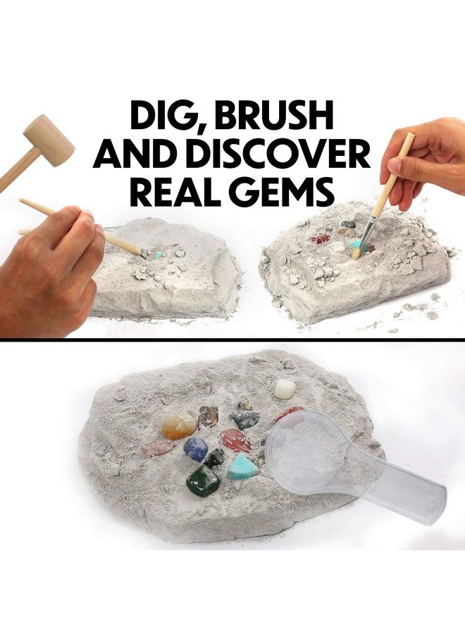 LotFancy مجموعة حفر الأحجار الكريمة لاستخراج 20 حجرًا كريمًا حقيقيًا بما في ذلك جذع الجمشت الكريستالي والتوباز ومجموعة ألعاب تعليمية علمية للأطفال هدية رائعة للأولاد والبنات والكبار مع حقيبة تخزين وأدوات تعدين - Image 5