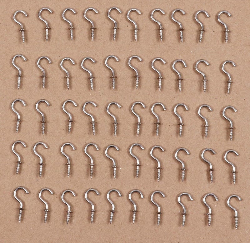 Captiver Self Tapping Alloy Steel Cup Hooks (Silver, 12X25 mm, Set of 50) Steel Ring Screw Multipurpose Key Keychain Hangers Kitchen Accessories Wooden Craft Metal MDF - Image 1