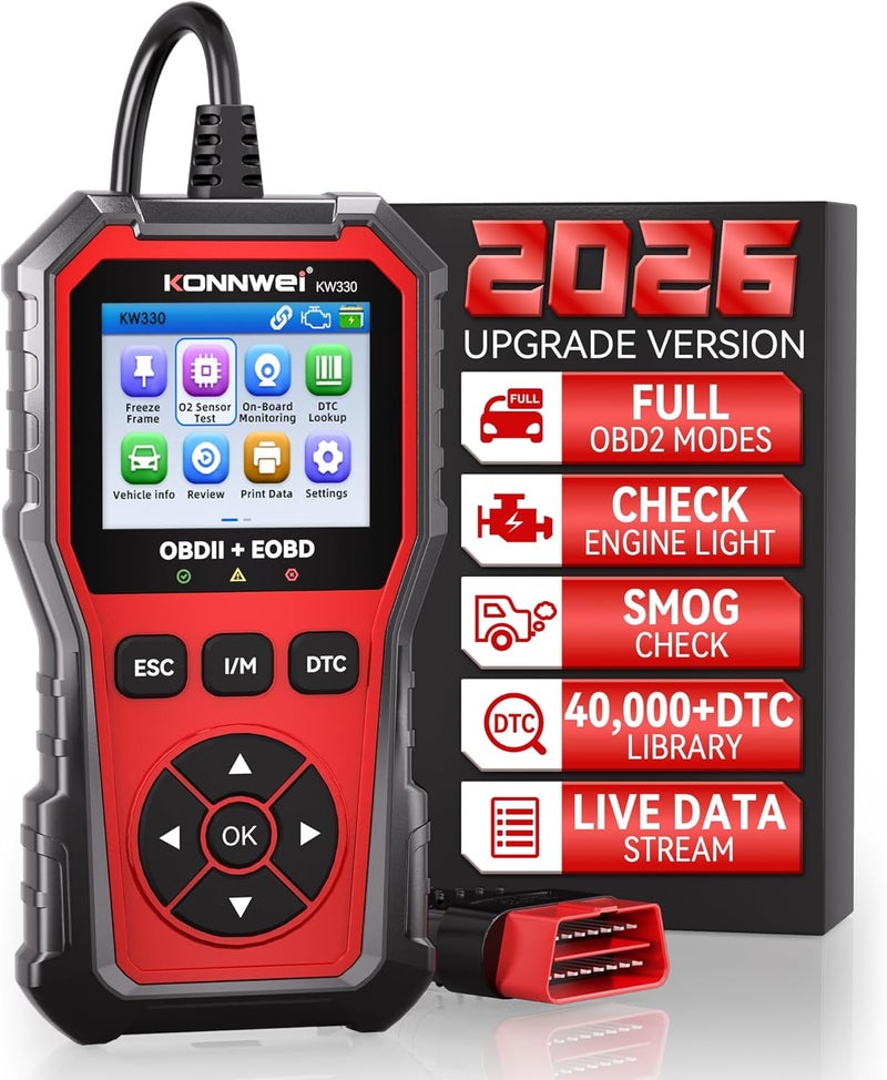 كونوي أداة تشخيص OBD2 من KW330، قارئ رموز المحرك مع اختبار جهد البطارية، تدفق البيانات المباشر، إطار التجميد، أداة تشخيص السيارة لجميع سيارات OBDII منذ عام 1996 - Image 1