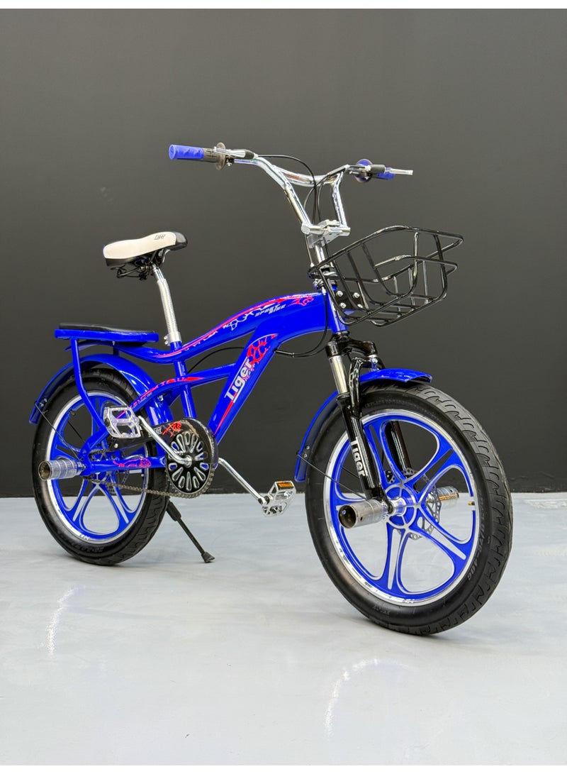 تايجر عجلة BMX مقاس 20 – هيكل متين – جنوط سبور – سلة أمامية – كرسي خلفي – كاوتش عريض - Image 3