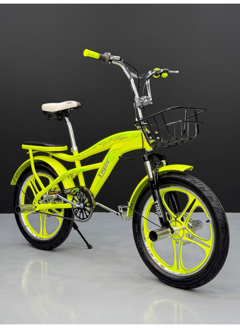 تايجر عجلة BMX مقاس 20 – هيكل متين – جنوط سبور – سلة أمامية – كرسي خلفي – كاوتش عريض - Image 4