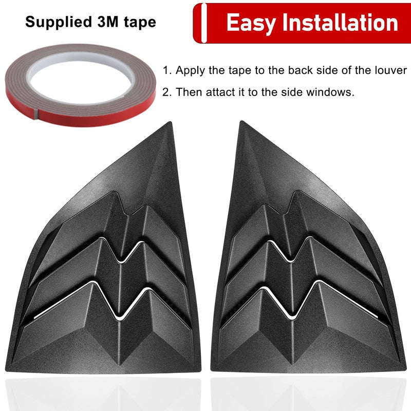 Camoo 2 x Side Window Louvers for 2008-2024 Dodge Challenger, ABS Plastic Auto Exterior Rear Side Window Louvers Air Vent Scoop Shades Cover Blinds, Matte Black - Image 4