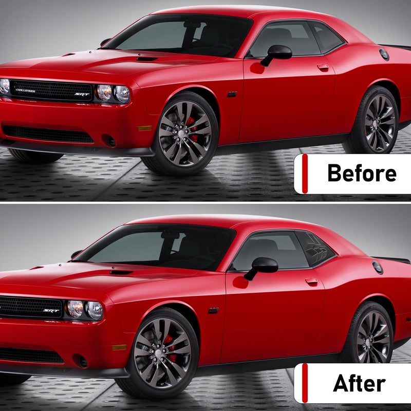 Camoo 2 x Side Window Louvers for 2008-2024 Dodge Challenger, ABS Plastic Auto Exterior Rear Side Window Louvers Air Vent Scoop Shades Cover Blinds, Matte Black - Image 5