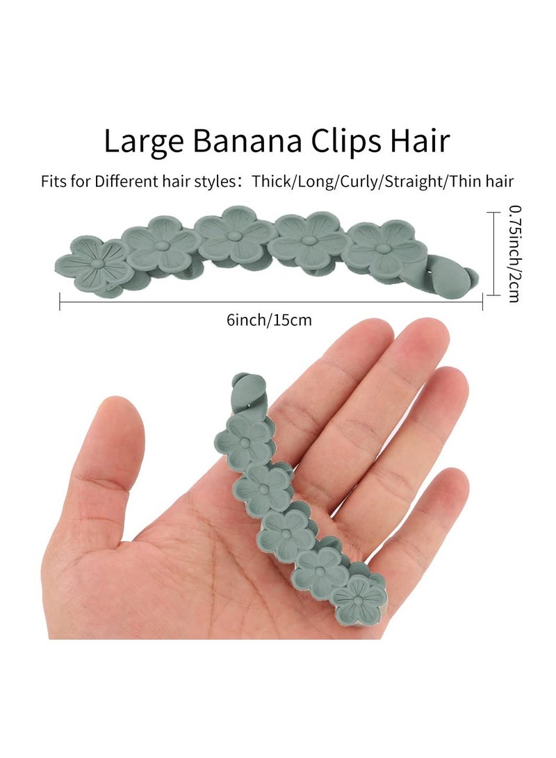Excefore 6 Pack Banana Clips Hair Banana Clip Flower Hair Clips for Women Thick Hair Non Slip Banana Clips Hair Ponytail Clip Fine Hair Accessories for Women - Image 2