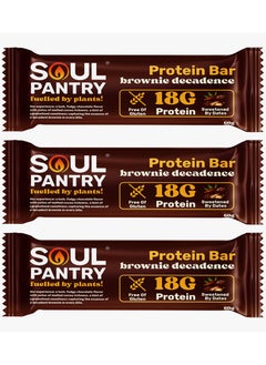 Soul Pantry Brownie Decadence Protein Bar with Plant-Based Protein, Gluten-Free, No Artificial Additives, High Protein Power Punch Chocolate Waffle (Pack of 3)  - Image 1