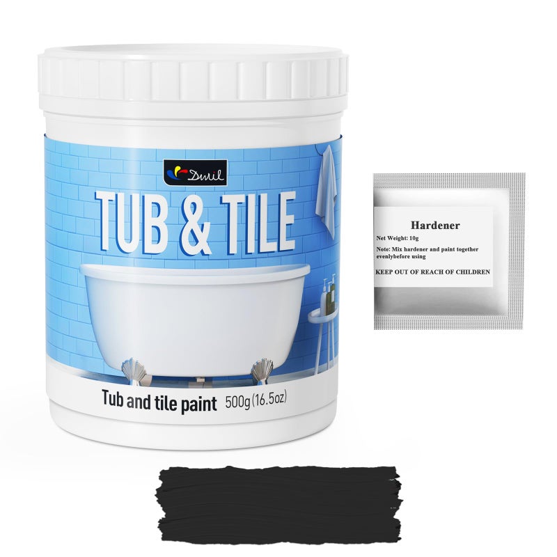 DWIL Tub and Tile Paint 165 oz Tub Paint for Bathtub Tile Refinishing with Hardener Water Based Low Odor SemiGloss Black 2530sqft - Image 2