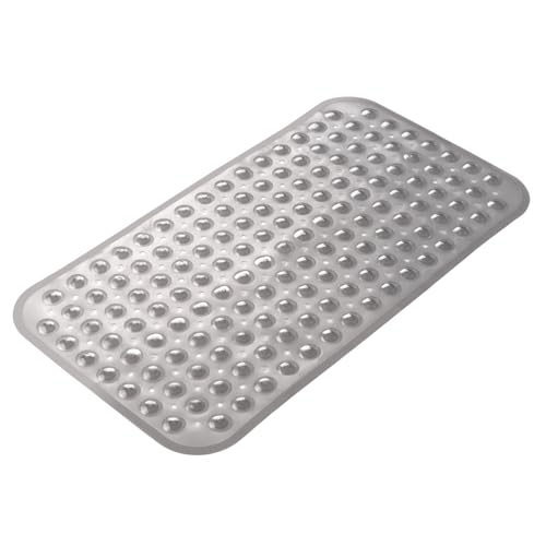 AmazerBath Bath Tub Mat Medium Size 276 x 15 Inches NonSlip Shower Mats with Suction Cups and Drain Holes Bathtub Mats Bathroom Mats Machine Washable Clear Gray
