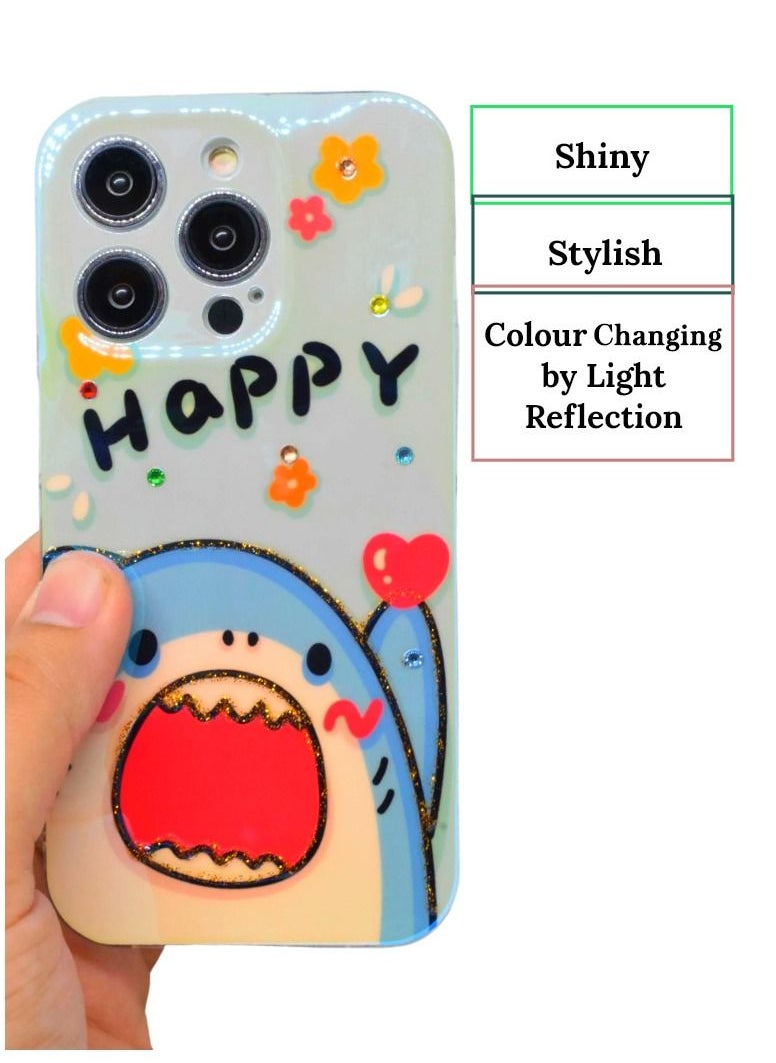 Houmt iPhone 14 Pro Max Cover 6.7 inch with Fashion Luxury Glossy Rhinestones Beautiful Oil Painting Soft Phone Case Silicone Shockproof Casing Protection Back Cover  - Image 2