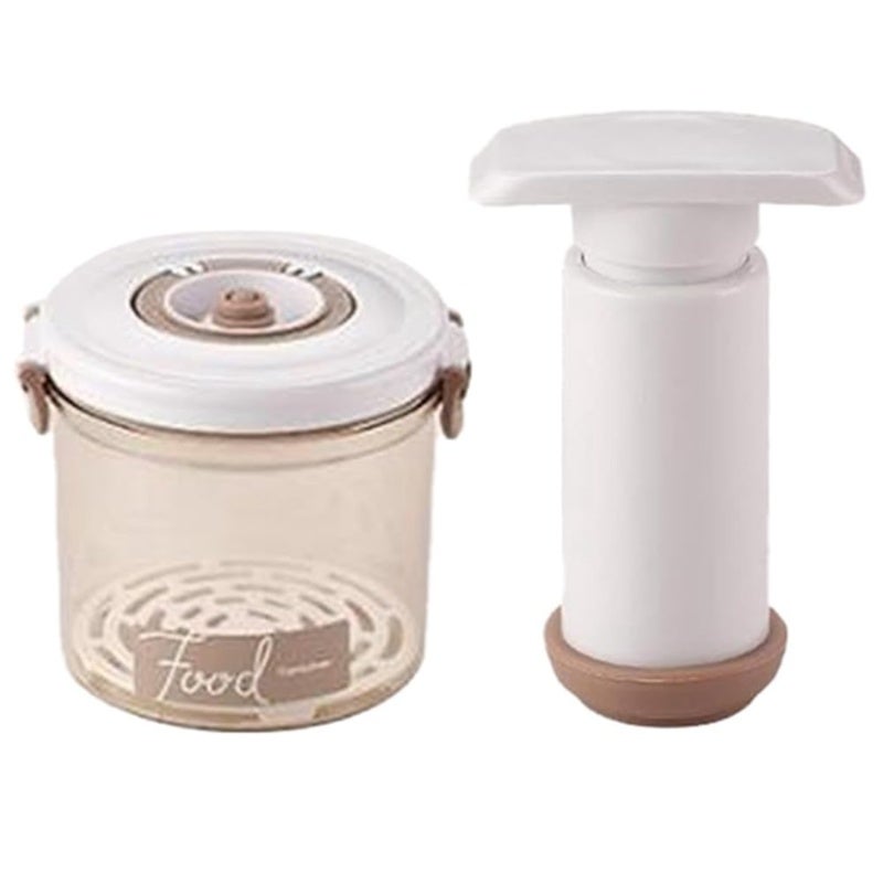 Vacuum Food Container: 1.05L White, Airtight Seal Keeps Food Fresh Longer - Manual Hand Pump For Easy Vacuum Creation, Portable Food Storage For Home Or On The Go - Image 1