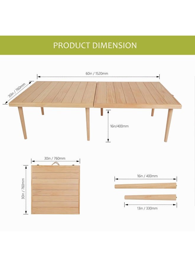 SRYBLT 60" X 30" Boho Low Picnic Table, with Two Available Heights,Seating for 6 People,Suitable for Beach, Camping and Barbecue,Painted and Waterproof (Boho Picnic Table-C) - Image 2
