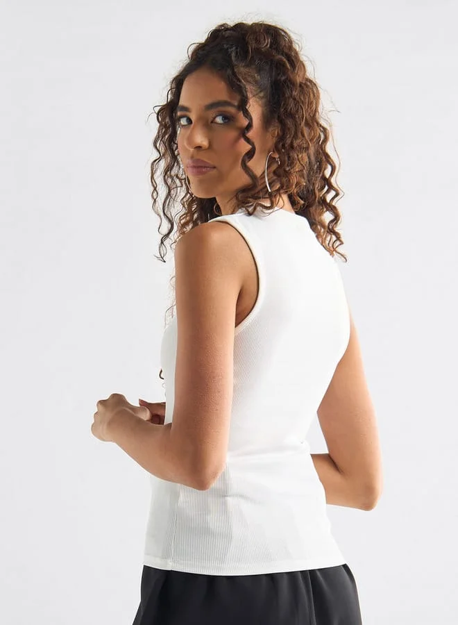 Splash FAV Ribbed Sleeveless Top with Crew Neck