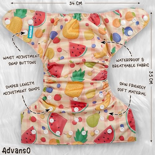 Advanso Leakage-proof cloth diapers for babies, high absorbent 2 reusable diaper 2 insert pad combo pack washable cloth diaper free size 5-18kg baby adjustable pocket cover 30 - Image 4