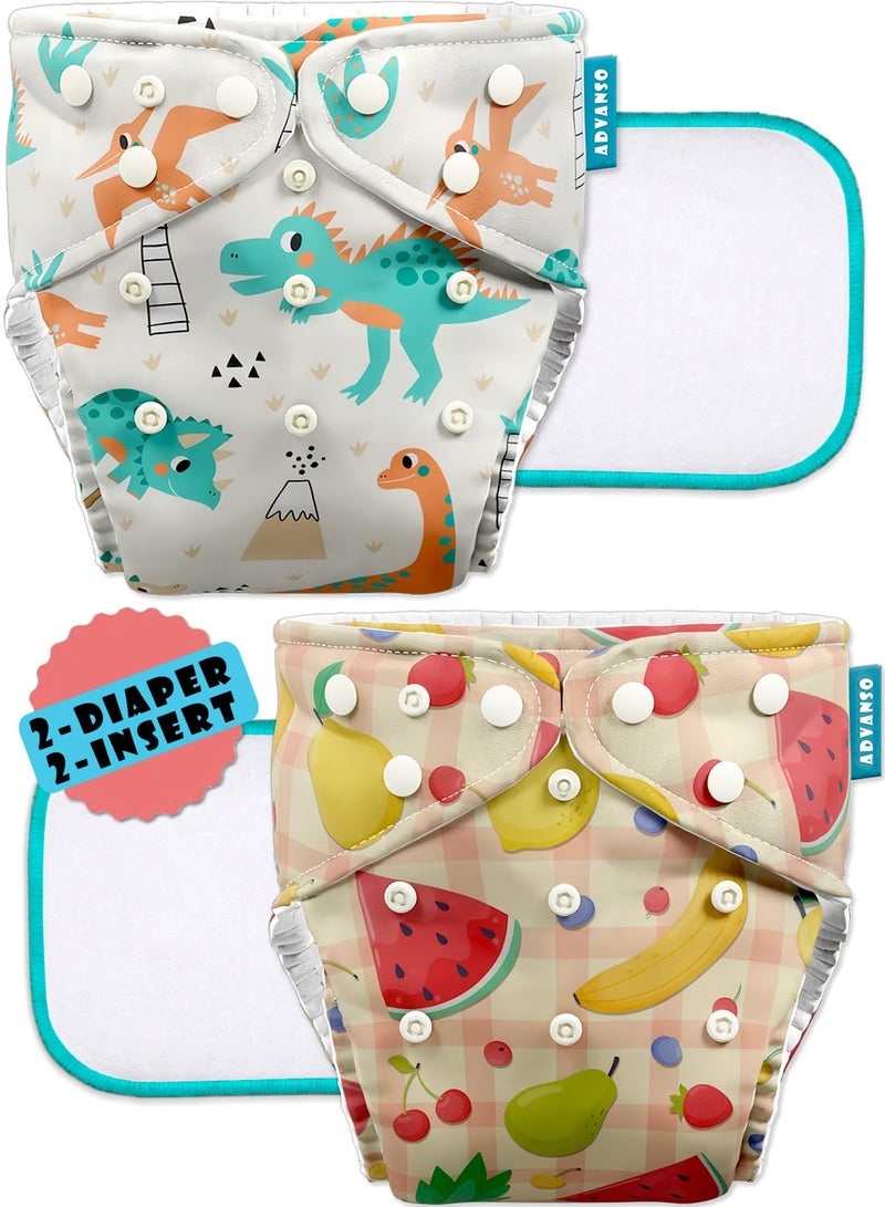 Advanso Leakage-proof cloth diapers for babies, high absorbent 2 reusable diaper 2 insert pad combo pack washable cloth diaper free size 5-18kg baby adjustable pocket cover 30 - Image 1