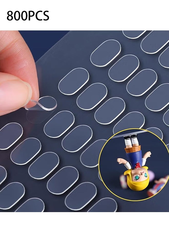 KANGLI 800 Pcs Gel Glue Dots Clear Removable Gel Glue Dots Double Sided Mounting Putty Stick Tack for Wall Hanging Sticky Dots Tacky Putty Clear Removable Putty (1.3X 0.8cm/ 0.5X0.3inch) - Image 1