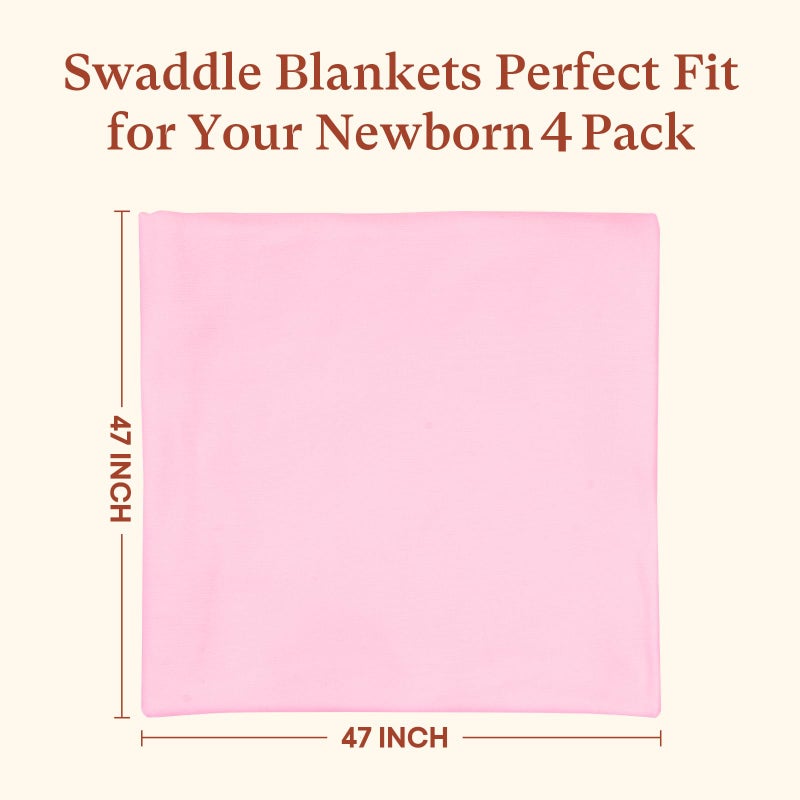littogoose Premium 4-Pack Swaddle Blankets for Babies-Soft Lightweight 47"x47" Receiving Blanket, for Swaddling, Newborn Essentails - Image 2