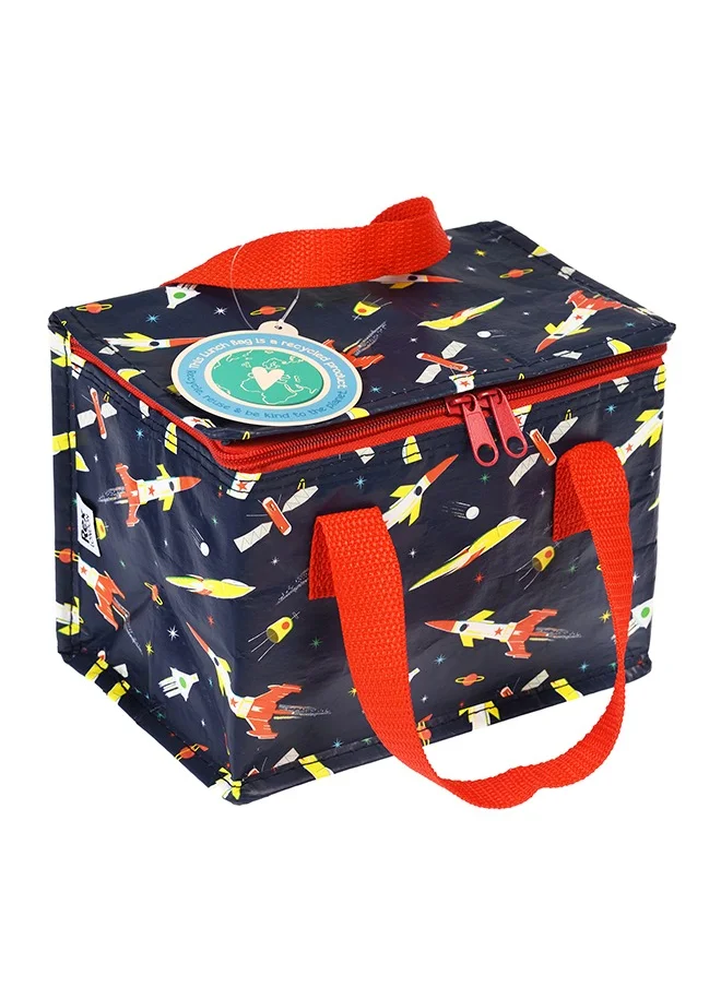 Rex London Space Age Rocket Lunch Bag – Insulated Kids Lunch Bag for School and Travel with Fun Rocket Print – Durable and Easy-Clean Lunch Carrier