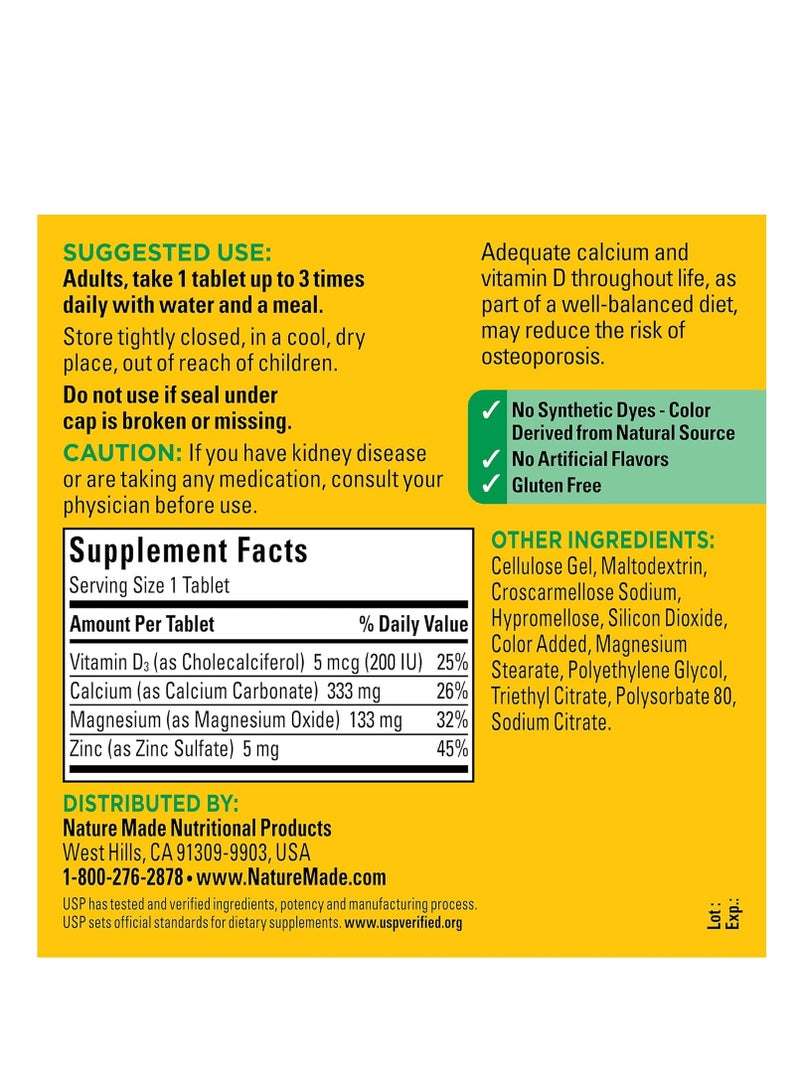 Nature Made Calcium Magnesium Zinc Tablets With Vitamin D 300 Count - Image 2