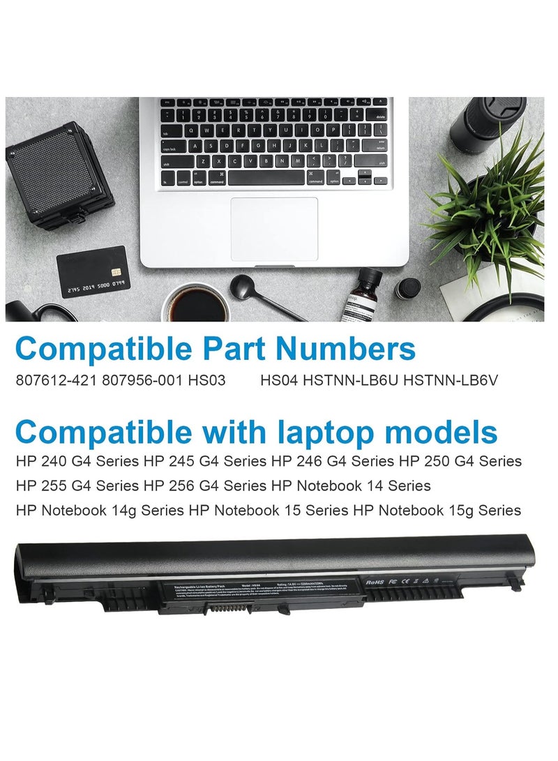 Asuncell HP HS03 HS04 Laptop Battery for 240 G4 245 246 250 255 256 Notebook Series 14 14g 15 807612-421 807956-001 H. STNN N -LB6U HSTNN-LB6V Warranty and Support, 14.8V  - Image 2