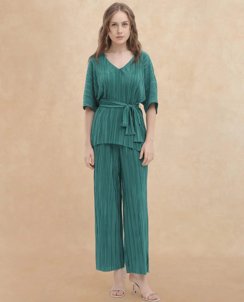 Rareism Women's Pleated Polyester Partywear Trousers
