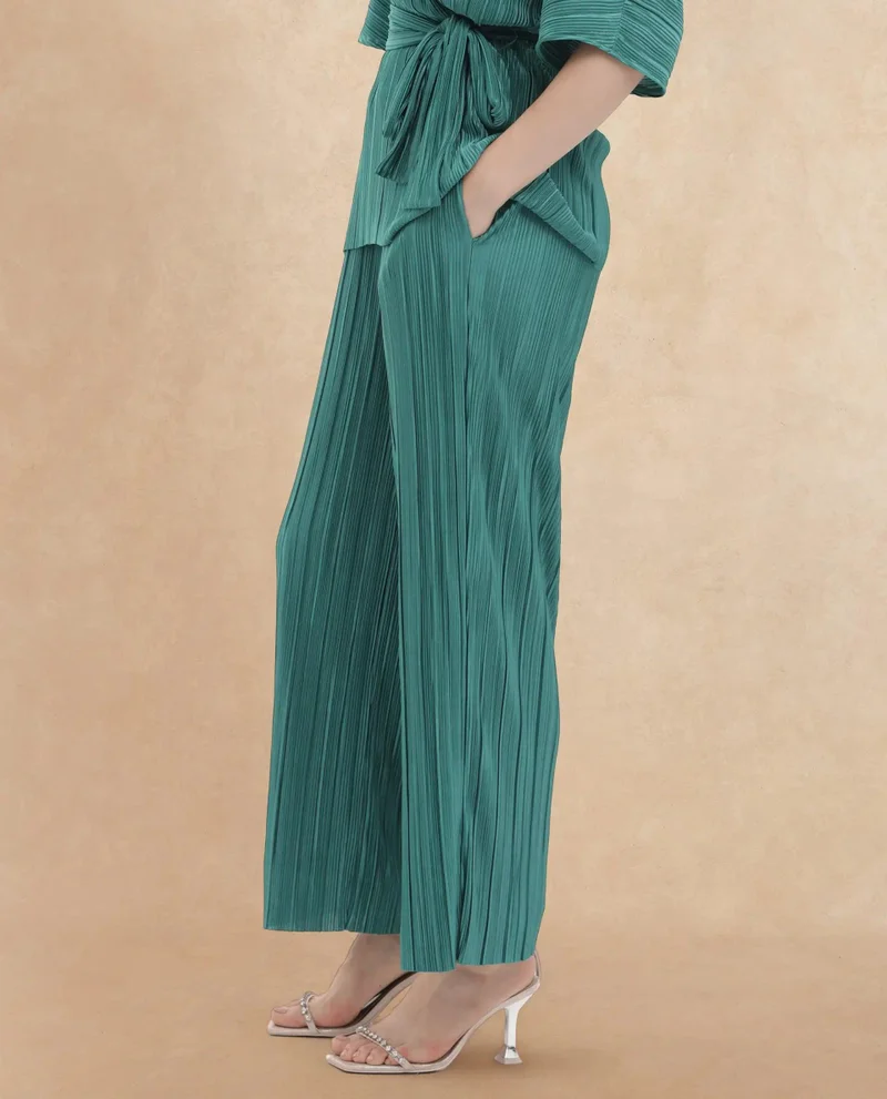 Rareism Women's Pleated Polyester Partywear Trousers