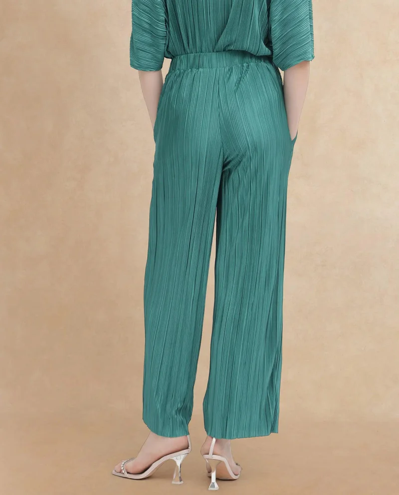 Rareism Women's Pleated Polyester Partywear Trousers