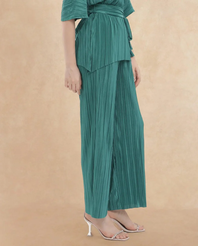 Rareism Women's Pleated Polyester Partywear Trousers