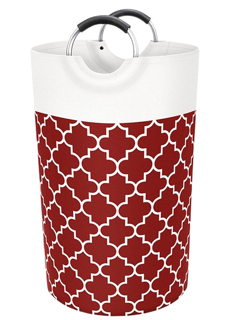 SYOSI 82L Round Large Laundry Basket Waterproof Laundry Hamper Bag Household Folding Dirty Clothes Basket with Handles for Travel Bathroom College Dorm Family Essentials for Organizing Red - Image 1