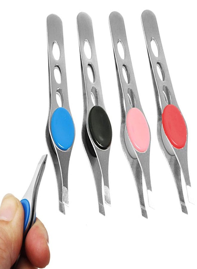 ATB 2 Pc Stainless Steel Tweezer Slanted Tip 4" Precision Eyebrow Hair Remover Tools - Image 3