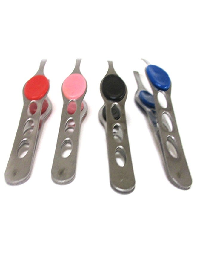 ATB 2 Pc Stainless Steel Tweezer Slanted Tip 4" Precision Eyebrow Hair Remover Tools - Image 2