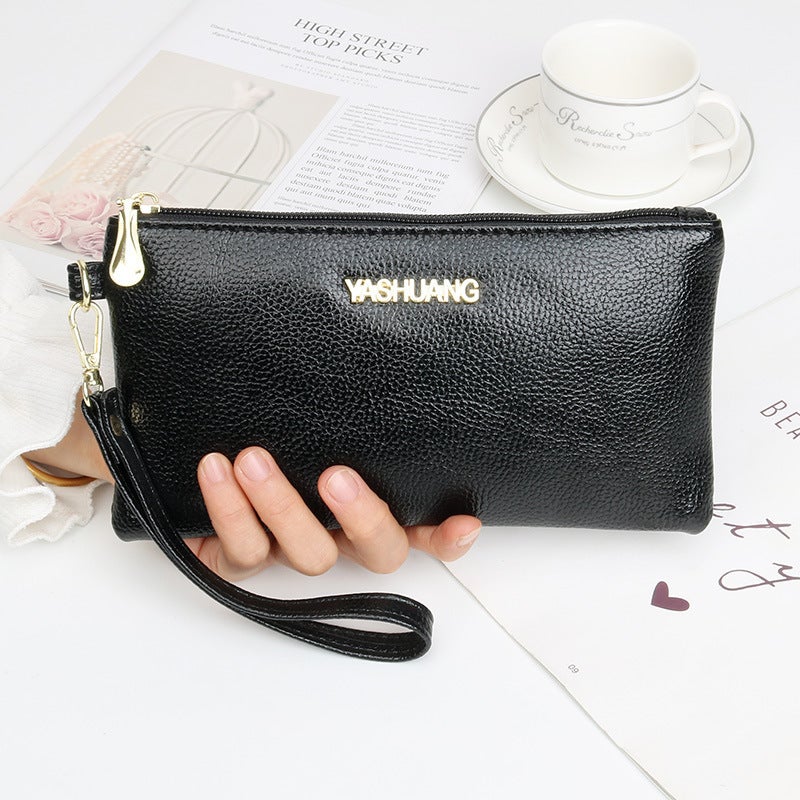 Multifunctional Solid Color PU Leather Wallet, RFID Blocking Design Portable Daily Storage Purse for Cards Cash Coin Business Use - Image 1