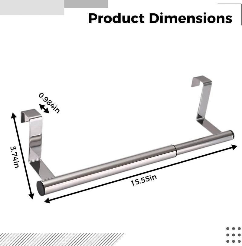 Adjustable Kitchen/Bath Towel Rack, No Drill Door Mount, 15.6 in - Image 3