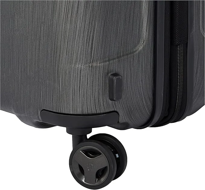 Samsonite  Evoa Suitcase Cabin Size 75 cm / 28 inch, 4 Spinner Wheels, Polycarbonate, Brushed Black|Aero-Trac Suspension Wheels|TSA Lock|Divider Pad|Anti-Theft Secuirty Zipper|Expandable - 10 Years International Warranty Black  | Best Price UAE