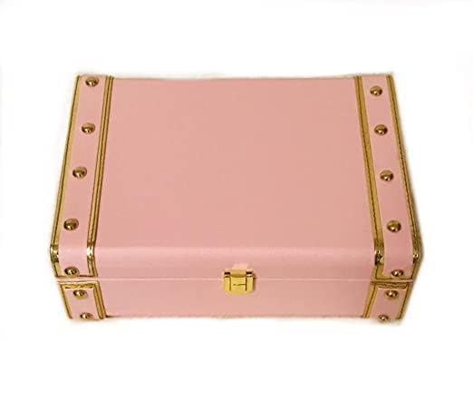 Generic Decorative storage Gift Engineered Wood Trunk Box Traditional Beautiful MDF and PU Leather Trunk Box for gifting showpiece etc 10x7x35 Inches Baby Pink - Image 1