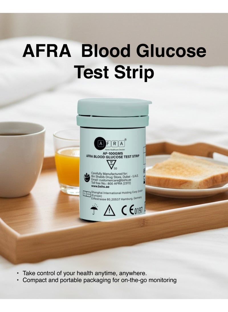 AFRA شرائط اختبار سكر الدم (50 قطعة) - دقيقة وموثوقة لمراقبة مستويات السكر في الدم - متوافقة مع أجهزة قياس الجلوكوز - Image 4