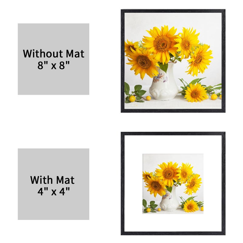 puthiac 8x8 Black Oak Wood Picture Frame - 8x8 Photo Frame  8x8 Picture Frame Wood  Natural Solid Wooden Picture Frames for Wall Art Photo and Prints (1 Pack  Black) - Image 4