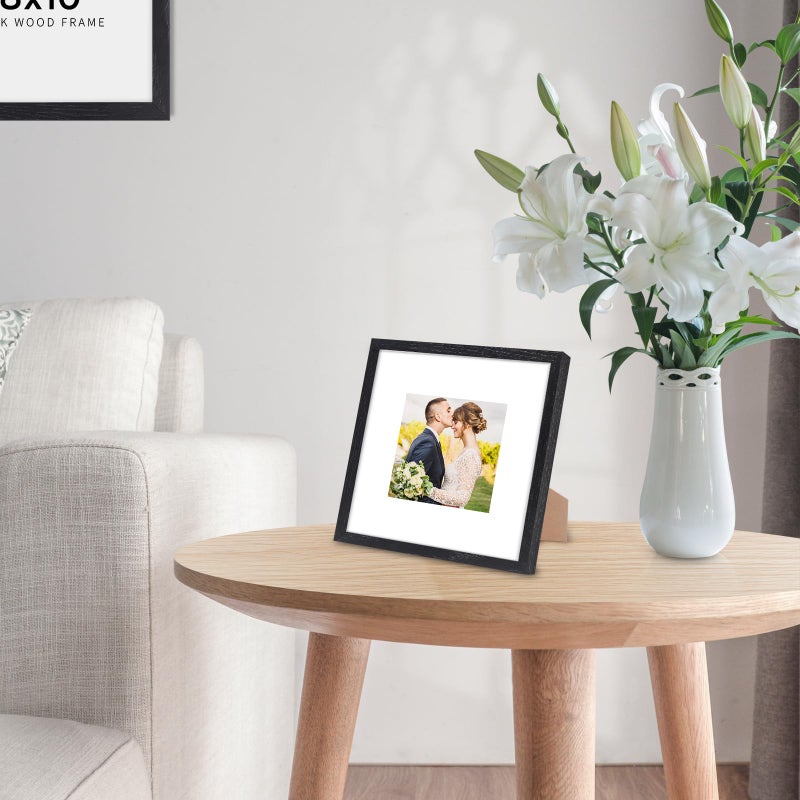 puthiac 8x8 Black Oak Wood Picture Frame - 8x8 Photo Frame  8x8 Picture Frame Wood  Natural Solid Wooden Picture Frames for Wall Art Photo and Prints (1 Pack  Black) - Image 5