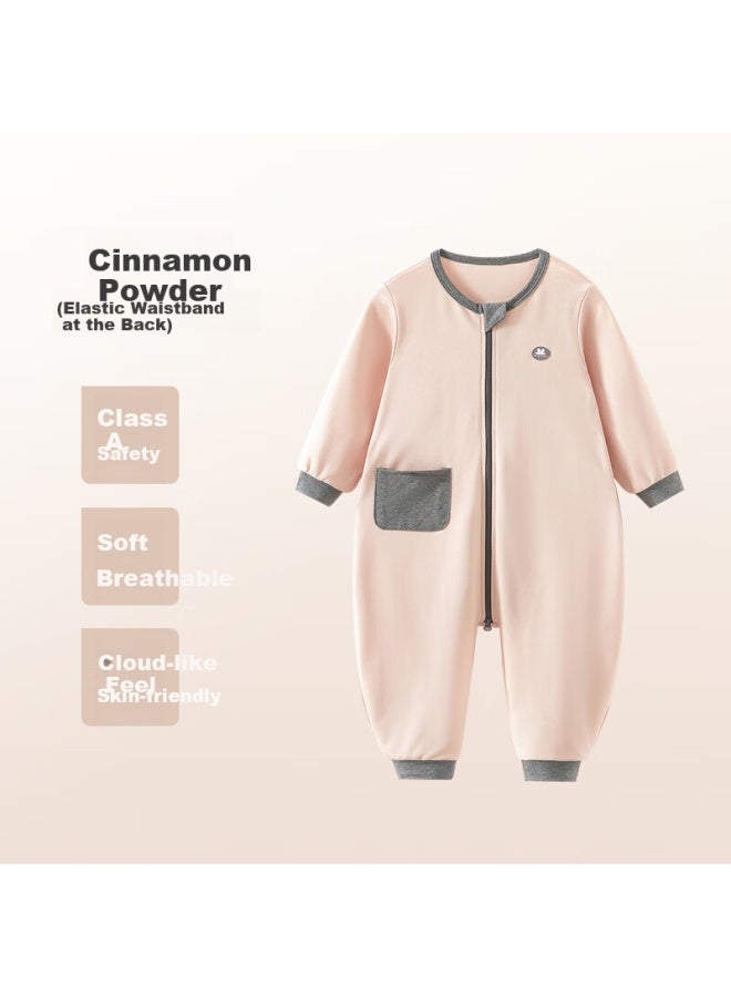 Shanbaomay Spring And Summer Children's Onesie Pajamas Cotton Zipper Boys And Girls Baby Sleeping Bag Home Wear Sweat Absorption Cinnamon Powder 100 Yards - Image 1