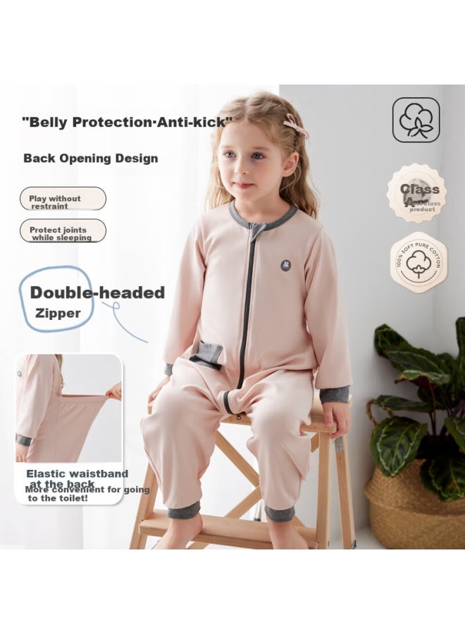 Shanbaomay Spring And Summer Children's Onesie Pajamas Cotton Zipper Boys And Girls Baby Sleeping Bag Home Wear Sweat Absorption Cinnamon Powder 100 Yards - Image 5