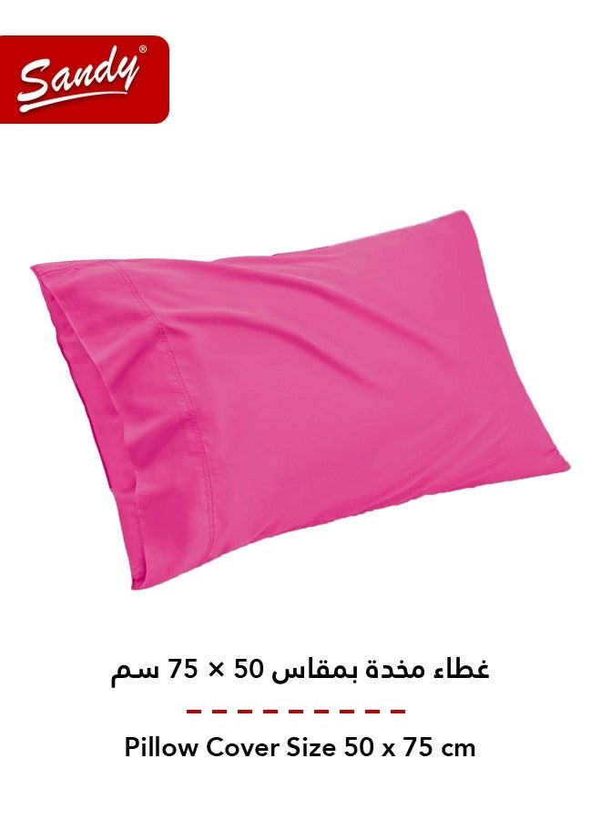 ساندي طقم شرشف مطاط ساندي فاخر بجودة الفنادق مع غطاء وسادة، طقم من 2 قطعة، شديد النعومة وجيد التهوية وبارد, مقاس مفرد عريض نفر ونص 120 × 200 سم, فوشي - Image 4