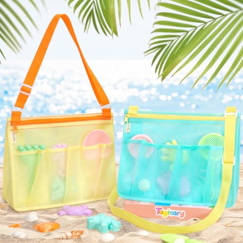 Tagitary Beach Toys Mesh Beach Bags for Kids with Zipper Collapsible Mesh Seashell Collecting Swim Pool Lake Sand Toy Storage Boys and Girls Teens Summer Vacation Essentials - Image 5