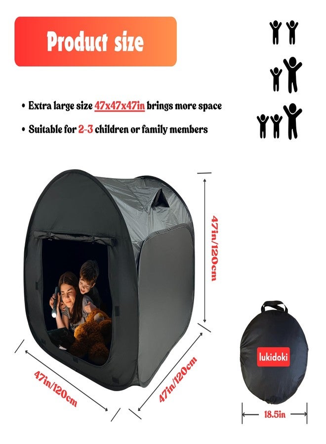 lukidoki Sensory Tent for Kids & Adults with CPC Certification - Large Size 47x47x47in Sensory Calm Corner Helps Autism, ADHD, SPD Children Relax, Reduce Anxiety - Pop-up Blackout Hideout Play Tent - Image 2