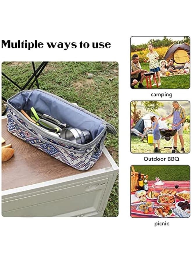 Camping Travel Cooking Utensils lunch box , Portable Outdoor Cooking and Grilling Utensil lunch box Travel Bag for Backpacking BBQ Camping Hiking Travel(Blue)  - Image 3