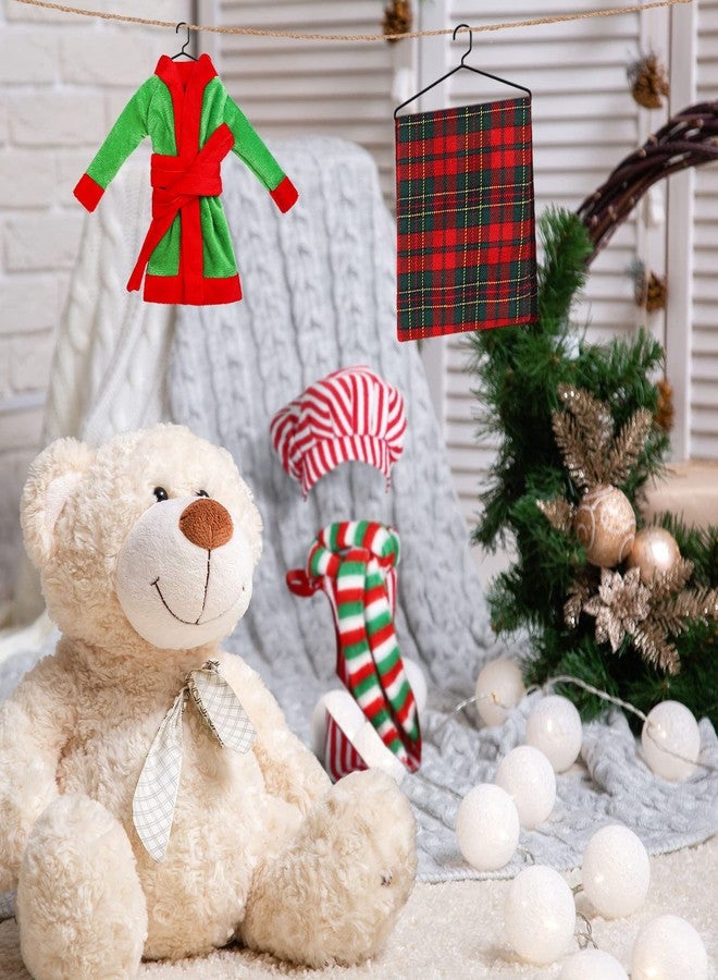 Aoriher 8 Pcs Christmas Doll Accessories Set with Christmas Sleeping Bag, Bathrobe, Apron and Chef Hat, Scarf, Glasses, Christmas Hammock Xmas Accessory for Doll Decorations (Plaid Style) - Image 2