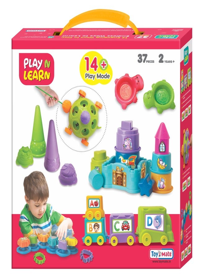 Toymate Play N Learn 14-in-1 Gift Set for Kids 2+ Years Learning & Activity Kit | Shape Sorter, Stacking Castle, Pull Along Turtle, Alphabet Train, Ice Cream Set |Toy for Toddlers - Image 2