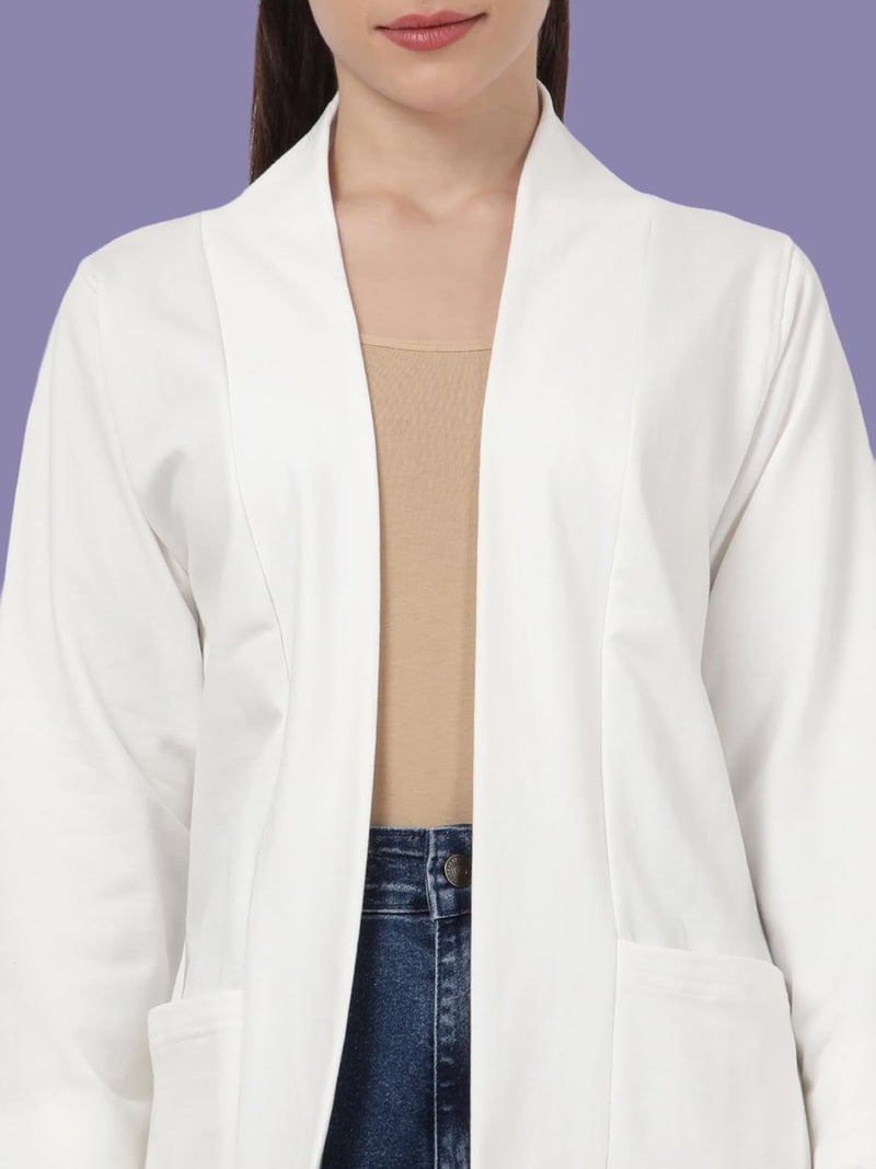 KRYPTIC Women’s Regular Length Cotton Shrug with Side Pockets | Soft Lightweight Knitted Fabric, Open Front Long Sleeve Layer for Stylish Everyday Wear, Casual Outfits & Travel - Image 5
