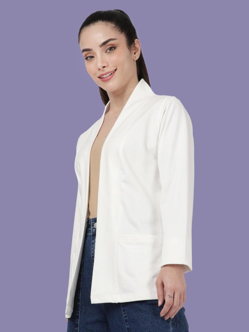 KRYPTIC Women’s Regular Length Cotton Shrug with Side Pockets | Soft Lightweight Knitted Fabric, Open Front Long Sleeve Layer for Stylish Everyday Wear, Casual Outfits & Travel - Image 3