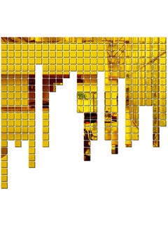 Bikri Kendra Bikri Kendra 100 Square Golden Decorative Mirror Stickers for Wall Wall Mirror Stickers 3D Acrylic Stickers Wall Stickers for Hall Room Bedroom Kitchen Living Room 