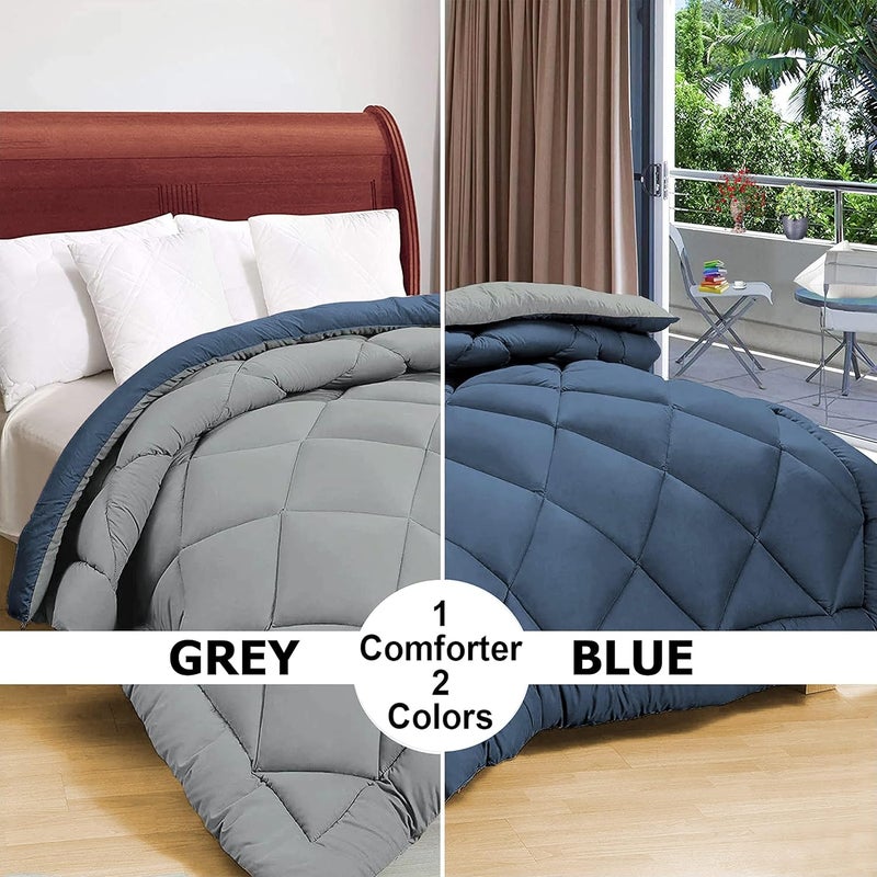 BSB HOME BSB HOME Microfiber Reversible AC Comforter/Blanket for Double Bed | Ultra Soft & Dual Colour All Weather Duvet |Solid Teal & Grey, 200 GSM, 90 x 100 inches  - Image 2