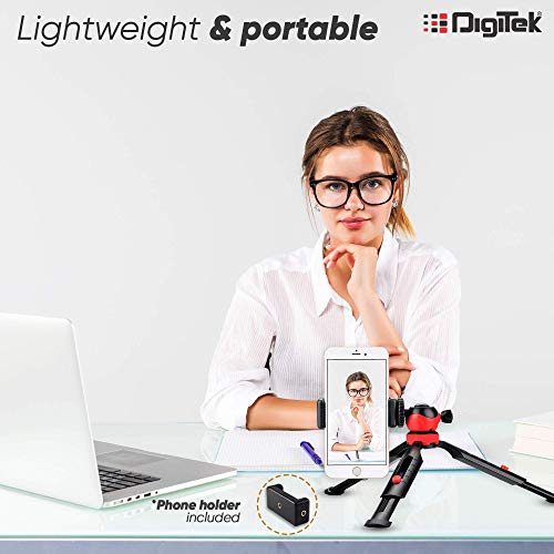 DIGITEK® (DTR-200MT) 18CM Flexible & Portable Mini Tripod with Smartphone Holder & 360° Ball Head, 1kg Load Capacity, 2 Section Adjustment, Rubber Feet, For Smartphones, Compact Cameras, GoPro Cameras - Image 5